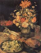 Georg Flegel Still Life with Flowers and Food Norge oil painting reproduction